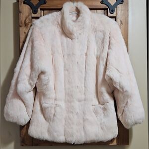 Wilson's Vintage Pink Rabbit Fur Jacket 80s Medium